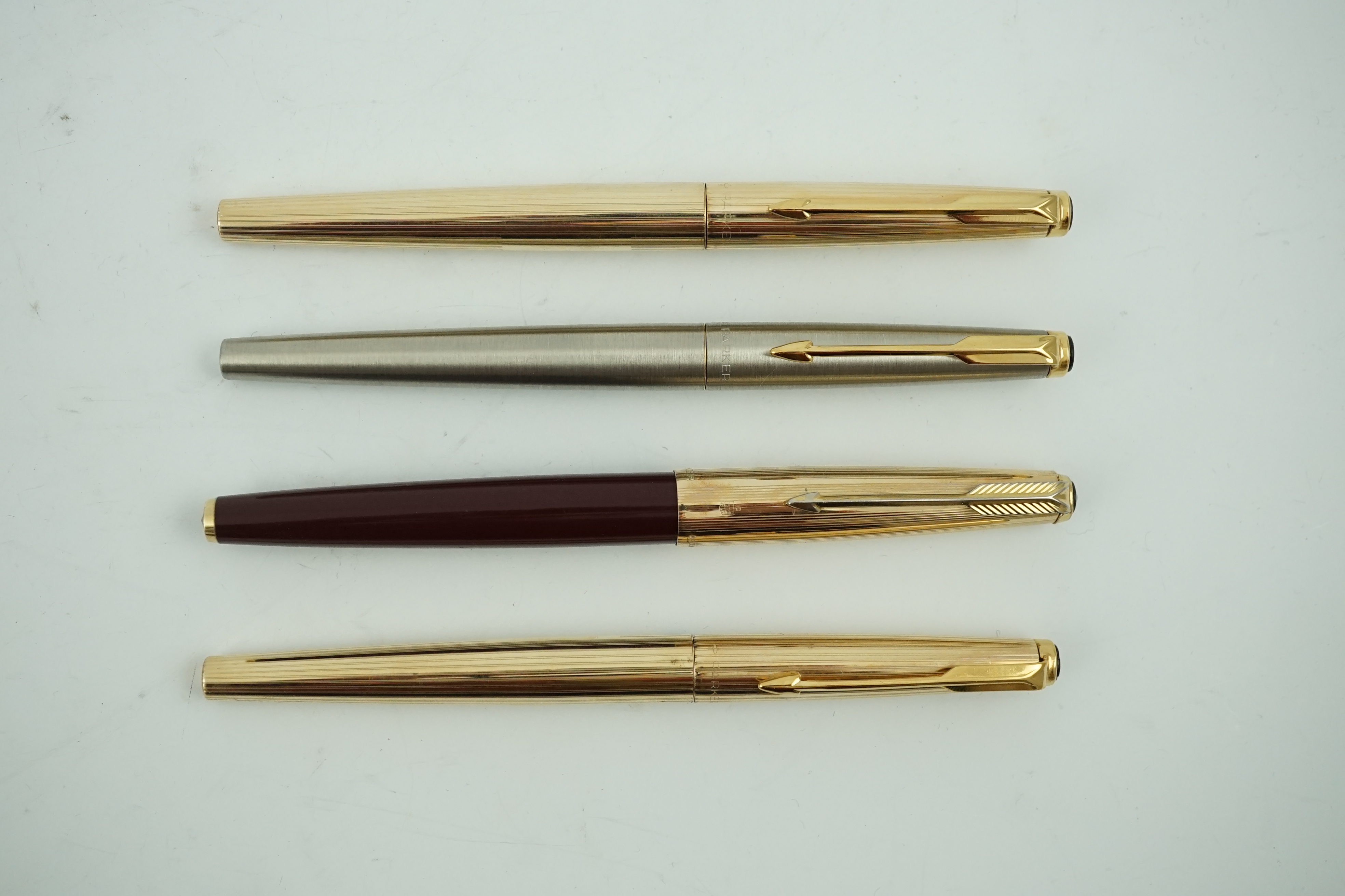 Parker 'Falcon' pens and 3 No. plus Parker 61 pen, boxed